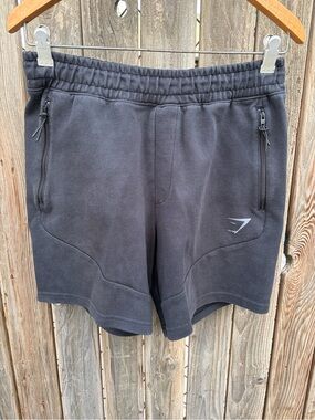 Gymshark Men’s Charcoal Black Athletic Shorts with Zipper Pockets Size S